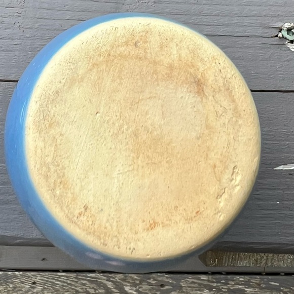 set of 2 vintage blue vases, blown glass swirl and stoneware - Picture 13 of 15